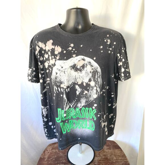 Jurassic World T-Rex Bleached Graphic Tee XL Black - Picture 1 of 5